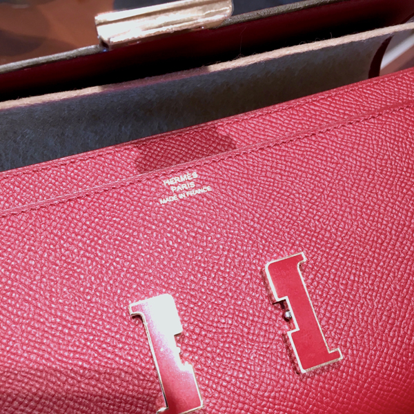 エルメススーパーコピー 2016"ROUGE GRENADExDORE"HERMES★Constance Portefeuille LONG