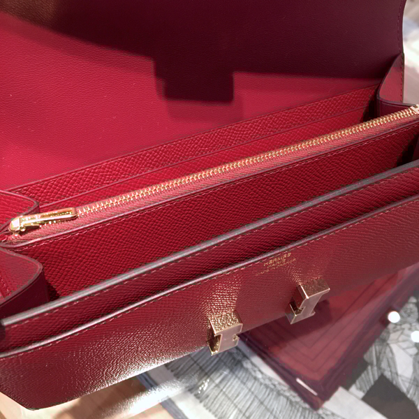 エルメススーパーコピー 2016"ROUGE GRENADExDORE"HERMES★Constance Portefeuille LONG
